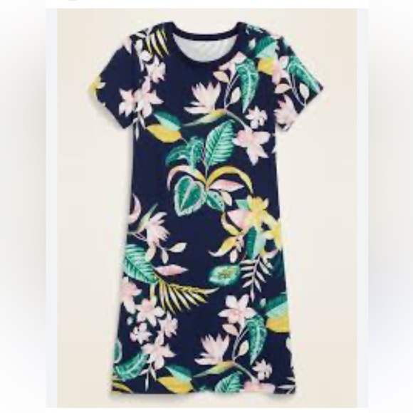 Old Navy Floral crew neck tee dress- worn twice‎ - Picture 1 of 5